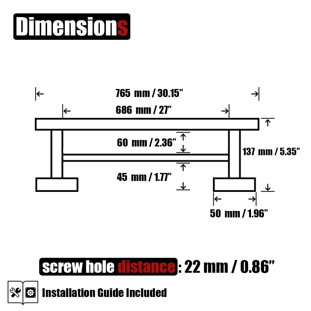 Jqk Double Bath Towel Bar, 27 Inch 304 Stainless Steel Thicken 0.8Mm Towel Rack For Bathroom, Towel Holder Polished Chrome Wall